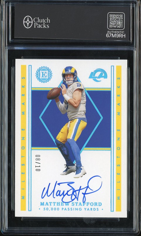 2022 Panini Encased Milestones Matthew Stafford #MM-MS Autograph Platinum /10