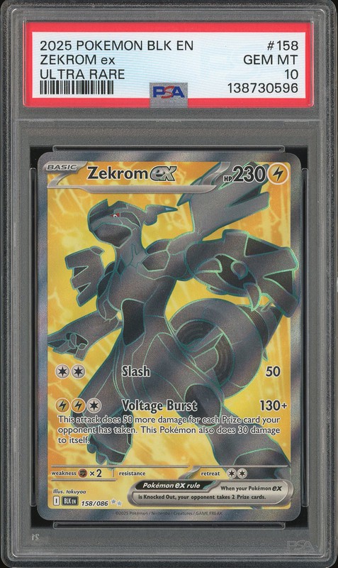 2025 Pokemon Black & White Zekrom ex #158 Ultra Rare PSA 10