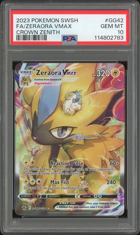 2023 Pokemon Crown Zenith Galarian Gallery Zeraora VMAX #GG42 Full Art PSA 10