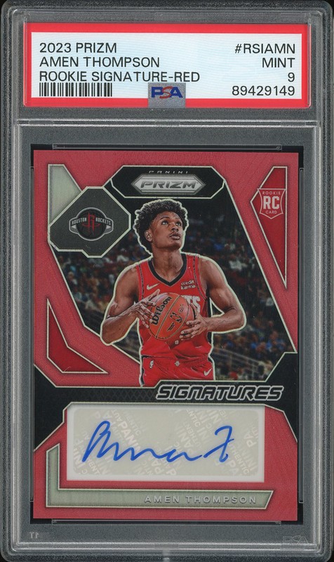 2023-24 Panini Prizm Signatures Amen Thompson #RSI-AMN Red /99 PSA 9