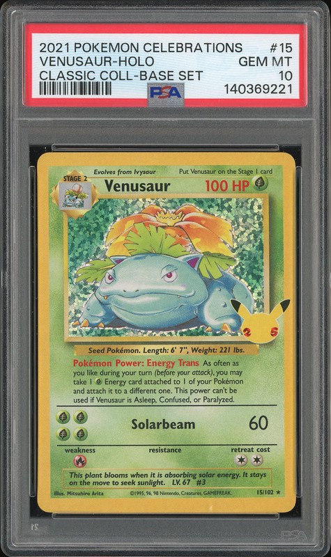 2021 Pokemon Celebrations Classic Collection - Base Set Venusaur #15 PSA 10
