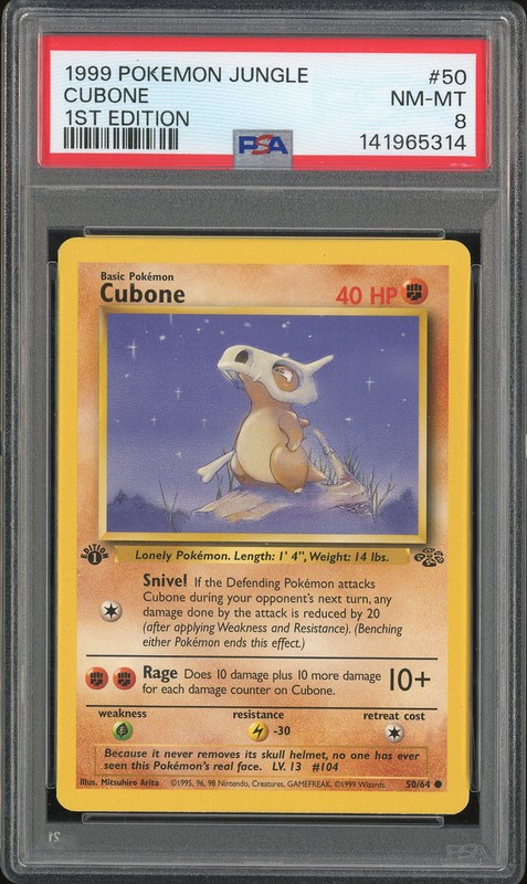 1999 Pokemon Jungle Cubone #50 1st Edition PSA 8