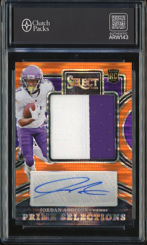 2023 Panini Select Prime Selections Jordan Addison #PS-JAD Orange Auto Patch /33