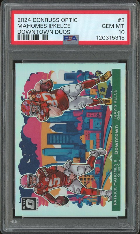 2024 Donruss Optic Downtown Duos Patrick Mahomes II/Travis Kelce #3 PSA 10