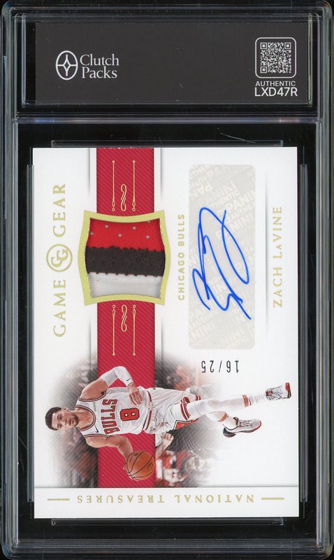2018-19 Panini National Treasures Game Gear Zach LaVine #GG-ZLV Patch Auto /25