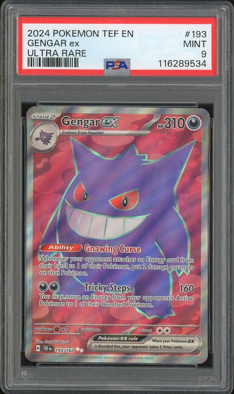 2024 Pokémon Temporal Forces Gengar ex #193 Ultra Rare PSA 9