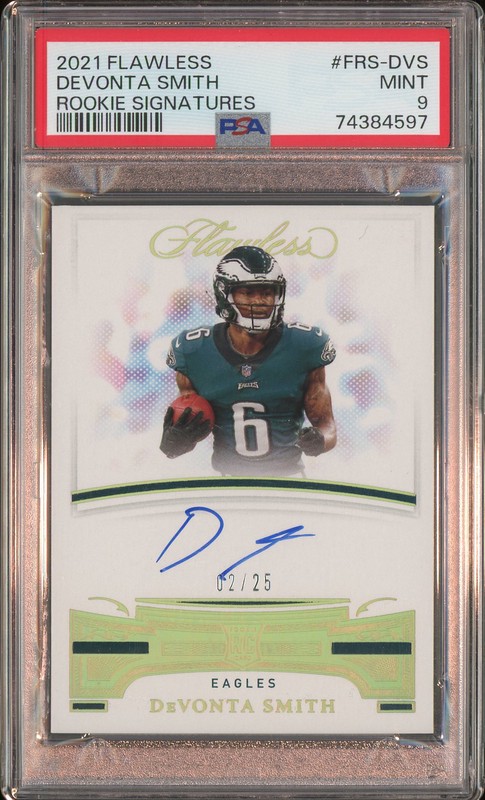 2021 Panini Flawless Rookie Signatures DeVonta Smith #FRS-DVS Autograph /25 PSA 9