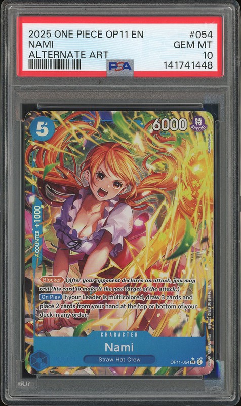 One Piece Nami #OP11-054 A Fist of Divine Speed SR Alternate Art PSA 10