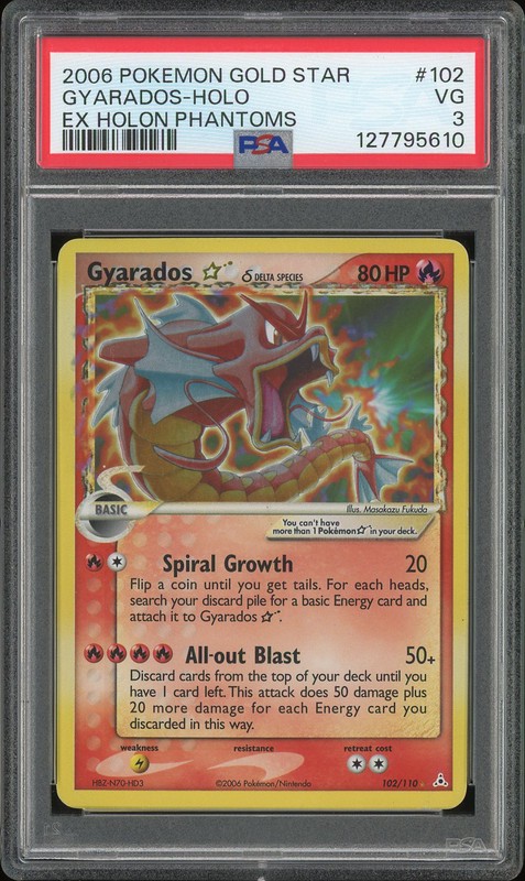 2006 Pokemon EX HoloN Phantoms Gold Star Gyarados #102 PSA 3