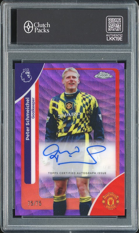 2026 Topps Chrome Premier League Peter Schmeichel #CA-SH Purple Wave Autograph /75