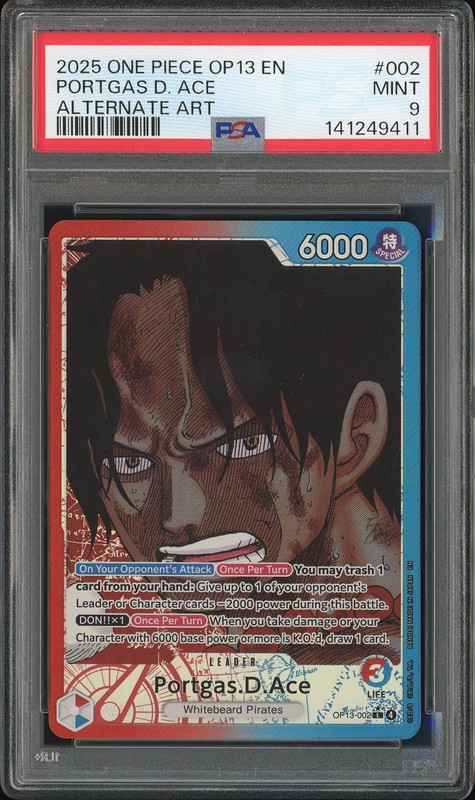 One Piece Portgas D. Ace #OP13-002 Carrying on His Will Alternate Art PSA 9