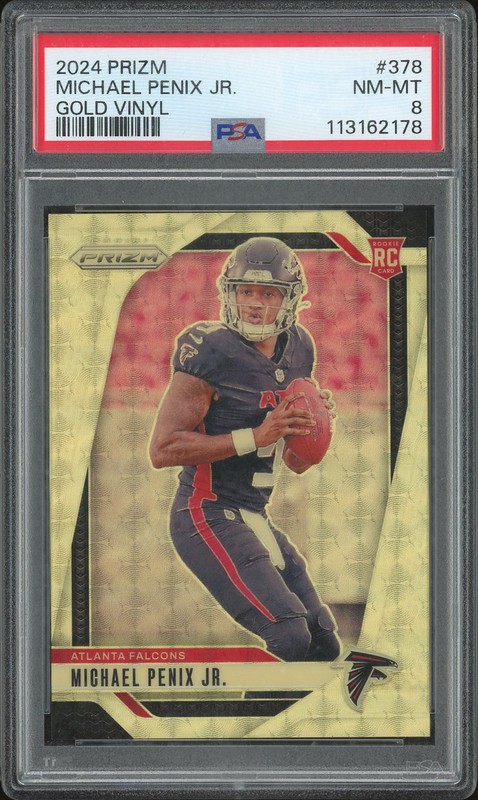 2024 Panini Prizm Football Michael Penix Jr. #378 Gold Vinyl /5 PSA 8