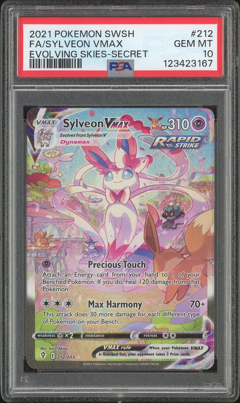 2021 Pokemon Evolving Skies Sylveon VMAX #212 Alternate Art Secret Rare PSA 10