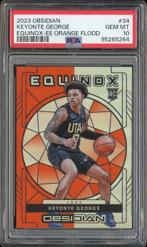 2023-24 Panini Obsidian Equinox Keyonte George #34 Orange Flood /75 PSA 10