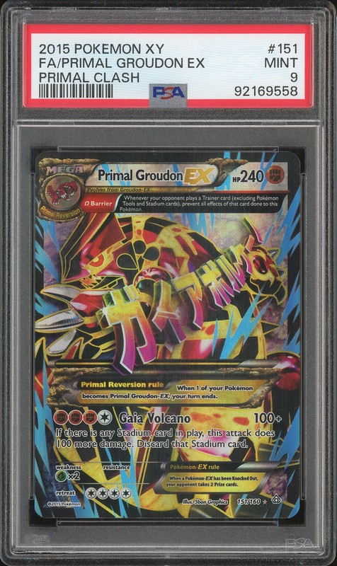 2015 Pokemon XY Primal Clash Full Art Primal Groudon EX #151 PSA 9