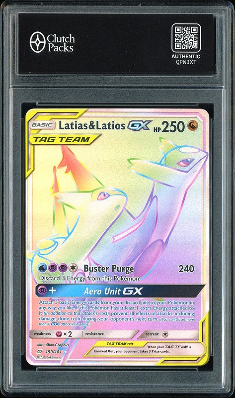 2019 Pokemon SM Team Up Latias & Latios GX #190/181 Rainbow Rare