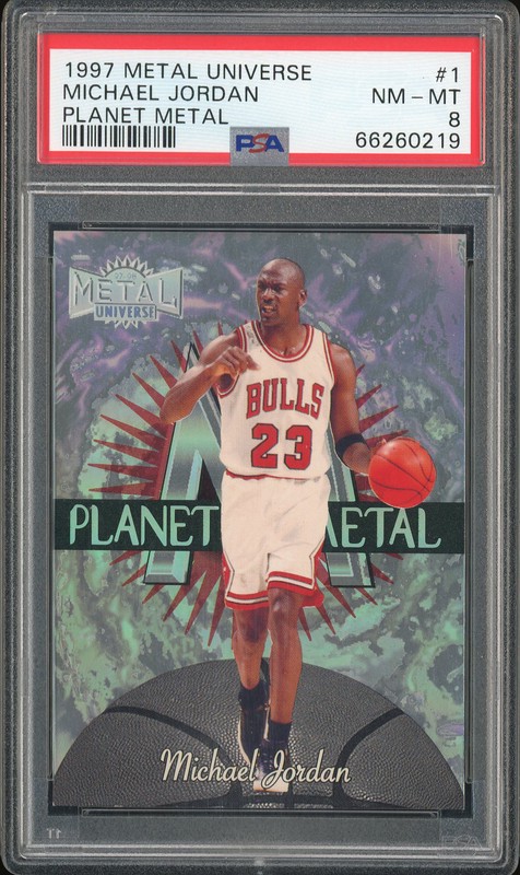 1997 Metal Universe Planet Metal Michael Jordan #1 PSA 8