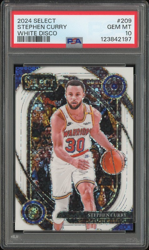2024-25 Panini Select Courtside Stephen Curry #209 White Disco /75 PSA 10