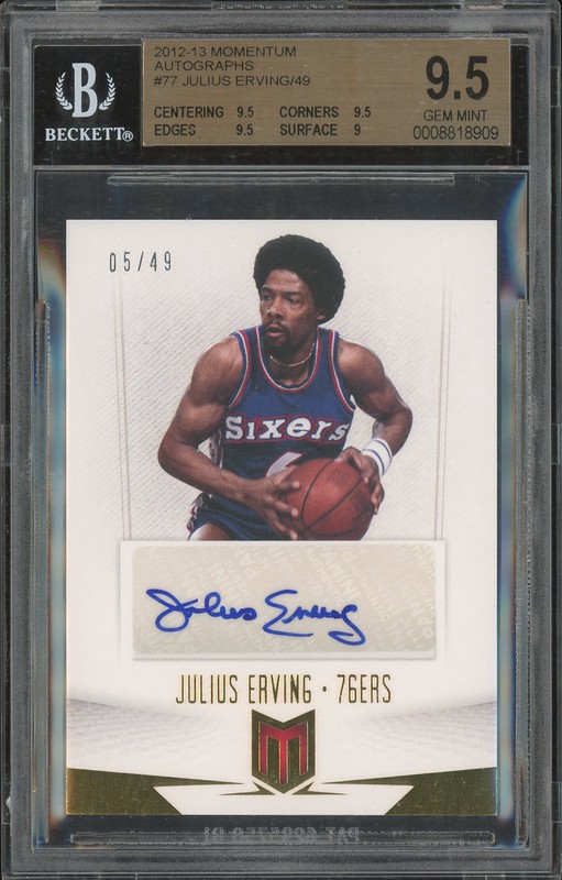 2012-13 Panini Momentum Autographs Julius Erving #77 /49 BGS 9.5