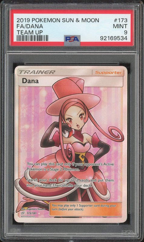 2019 Pokemon Sun & Moon Team Up Full Art Dana #173/181 PSA 9