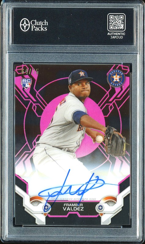 2019 Topps High Tek Autographs Framber Valdez Pink Magenta #HTA-FV Autograph /75
