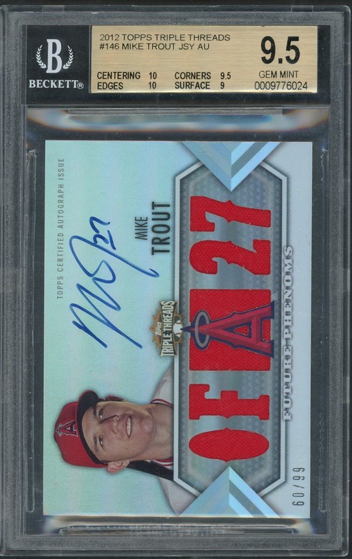 2012 Topps Triple Threads Future Phenoms Mike Trout #146 Autograph Relic /99 BGS 9.5