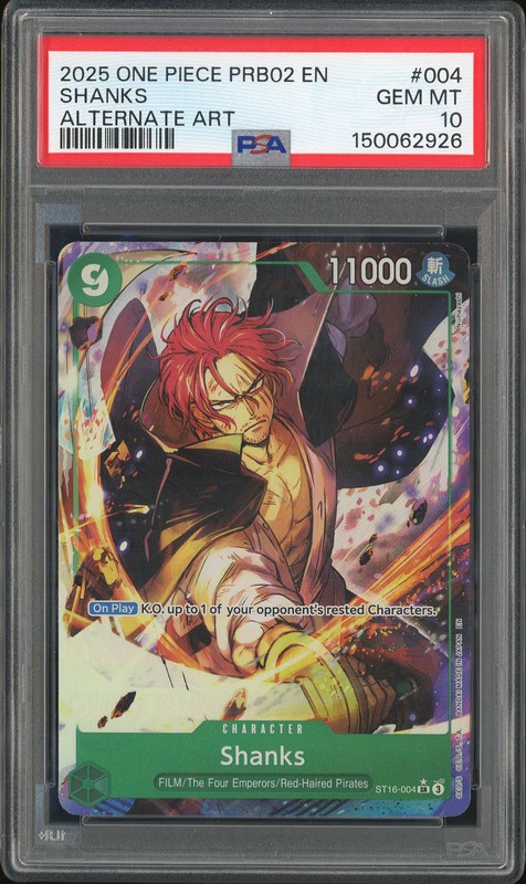 One Piece Shanks #ST16-004 A Fist of Divine Speed SR Alternate Art PSA 10