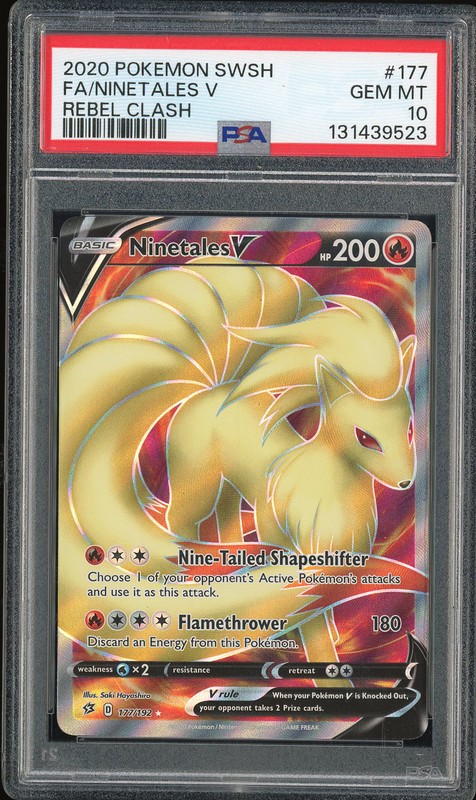 2020 Pokemon SWSH Rebel Clash Full Art Ninetales V #177 PSA 10