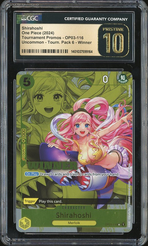 One Piece Shirahoshi #OP03-116 Tournament Pack Vol. 6 Winner Promo CGC 10