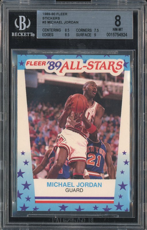 1989-90 Fleer Stickers Michael Jordan #3 BGS 8