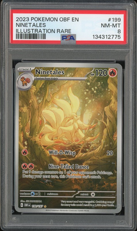 2023 Obsidian Flames Illustration Rare Ninetales #199 PSA 8