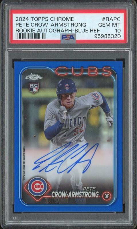 2024 Topps Chrome Rookie Autographs Pete Crow-Armstrong #RA-PC Blue /150 PSA 10