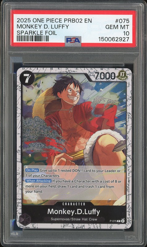 One Piece Monkey D. Luffy #P-075 Premium Booster -The Best- Vol. 2 Sparkle Foil PSA 10