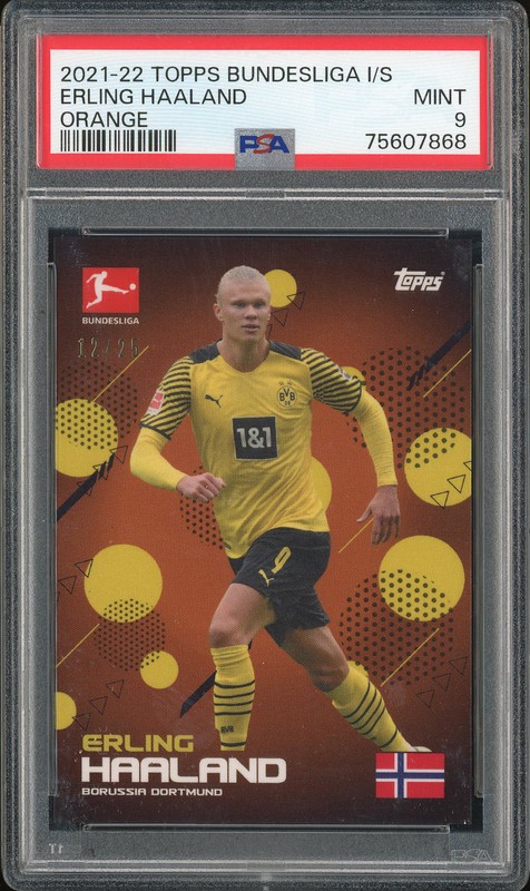 2021-22 Topps Bundesliga International Stars Erling Haaland Orange /25 PSA 9