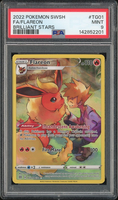 2022 Pokemon SWSH Brilliant Stars Trainer Gallery Flareon #TG01 PSA 9