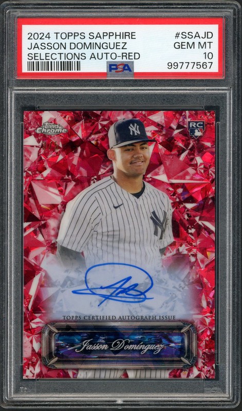 2024 Topps Chrome Sapphire Edition Autograph Jasson Dominguez #SSA-JD Red /5 PSA 10
