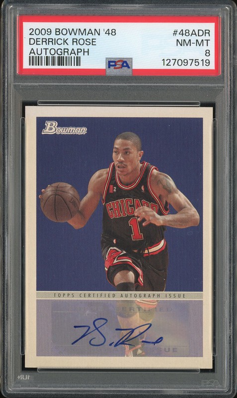 2009 Bowman Derrick Rose #48A-DR Autograph PSA 8
