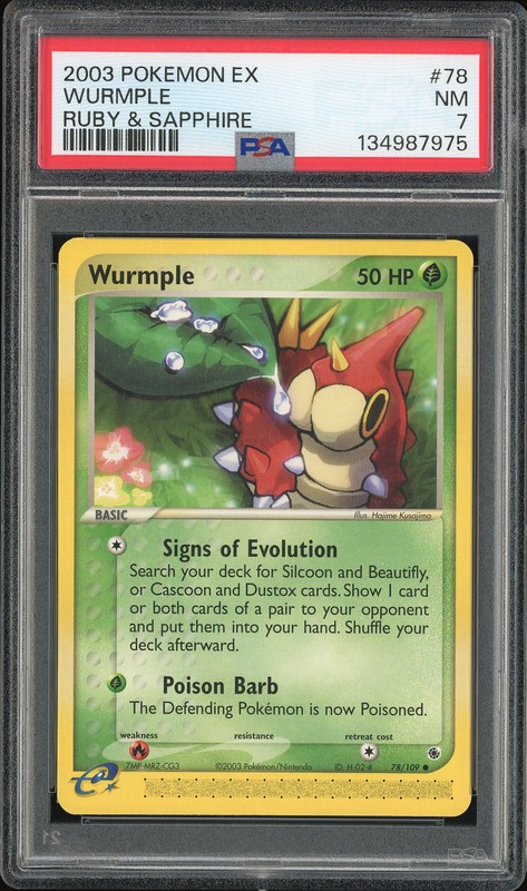 2003 Pokemon EX Ruby & Sapphire Wurmple #78 PSA 7