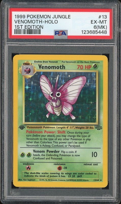 1999 Pokemon Jungle 1st Edition Venomoth #13 Holo PSA 6