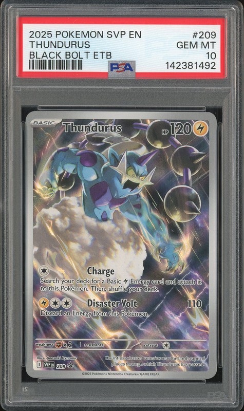 2025 Pokemon Scarlet & Violet Black Bolt ETB Thundurus #209 PSA 10