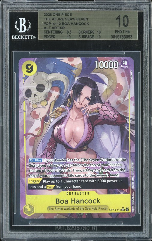 One Piece Boa Hancock #OP14-112 The Azure Sea's Seven SR Alternate Art BGS 10