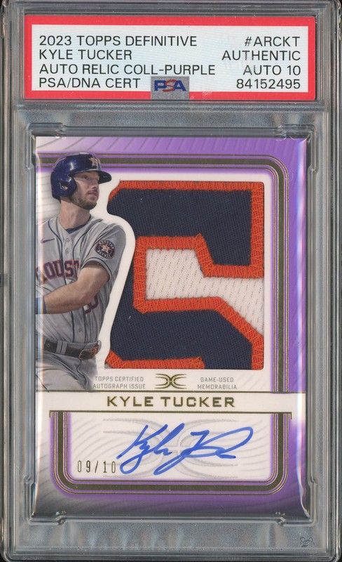 2023 Topps Definitive Collection Autographed Relic Collection Kyle Tucker #ARCKT Purple Patch Auto /10 PSA 10