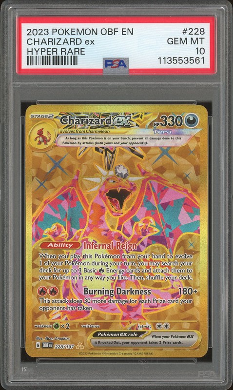 2023 Pokemon Scarlet & Violet Obsidian Flames Charizard ex #228 Hyper Rare PSA 10