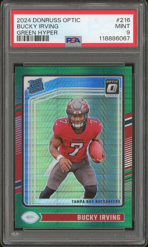 2024 Donruss Optic Rated Rookie Bucky Irving #216 Green Hyper PSA 9