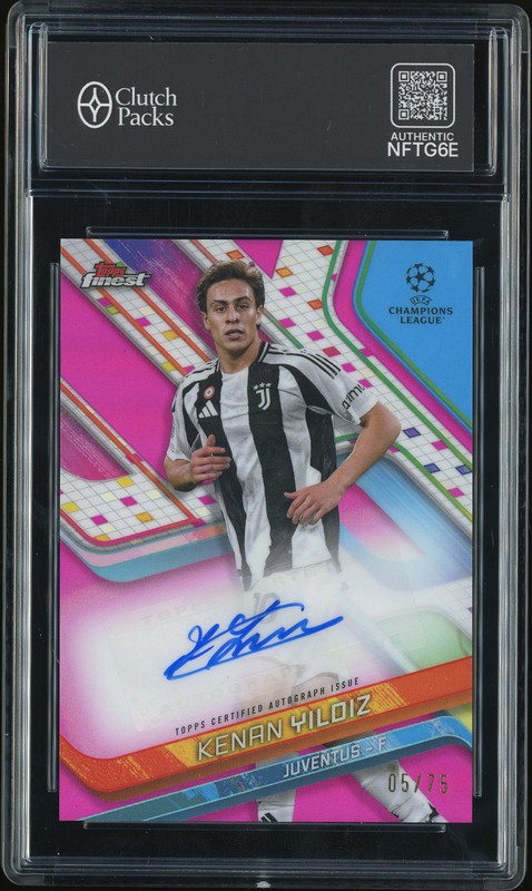 2024-25 Topps Finest UEFA Club Competitions Autograph Variation Kenan Yildiz #BA-KY Pink /75