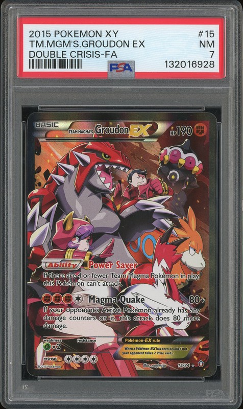 2015 Pokemon XY Double Crisis Team Magma's Groudon EX #15 Full Art PSA 7