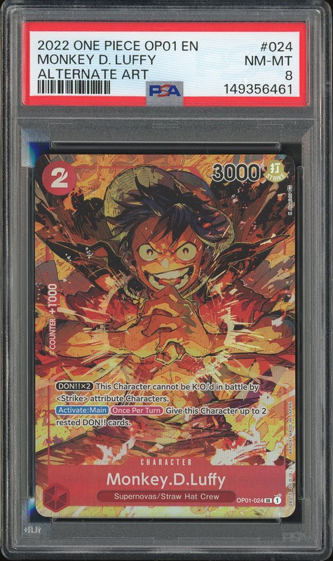 One Piece Monkey D. Luffy #OP01-024 Romance Dawn SR PSA 8