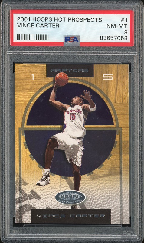 2001 Hoops Hot Prospects Vince Carter #1 PSA 8