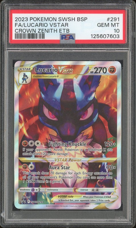 2023 Pokemon SWSH Black Star Promos Crown Zenith ETB Lucario VSTAR #SWSH291 Full Art PSA 10