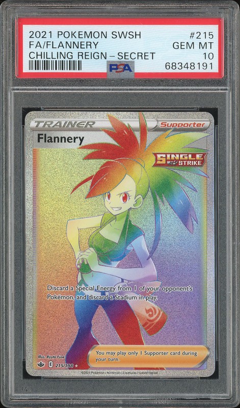 2021 Pokemon SWSH Chilling Reign Secret Full Art/Flannery #215 PSA 10